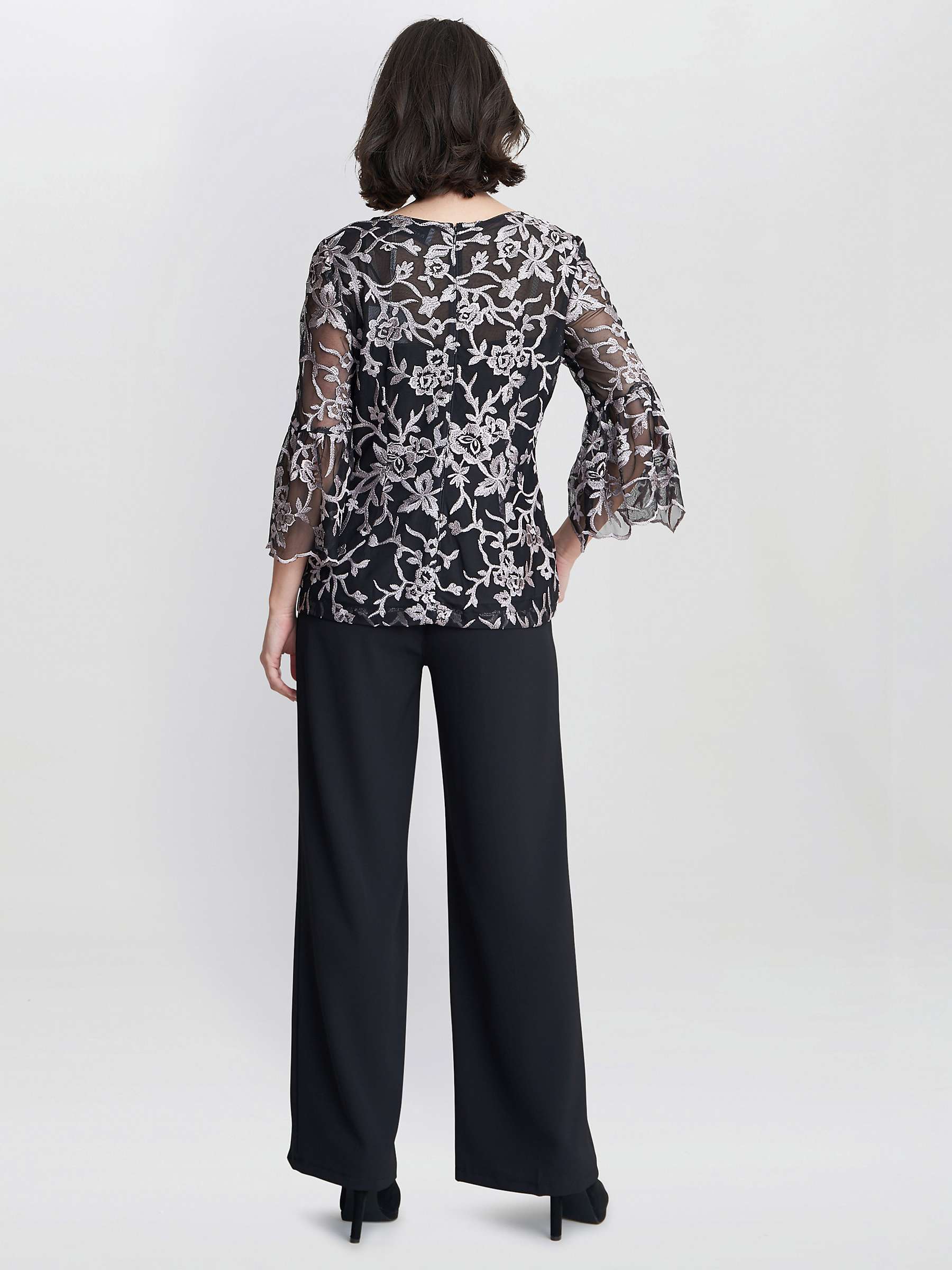 Buy Gina Bacconi Brianna Embroidered Blouse, Black/Pink Online at johnlewis.com
