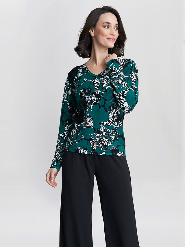 Gina Bacconi Leanna Abstract Leopard Pint Jumper, Green