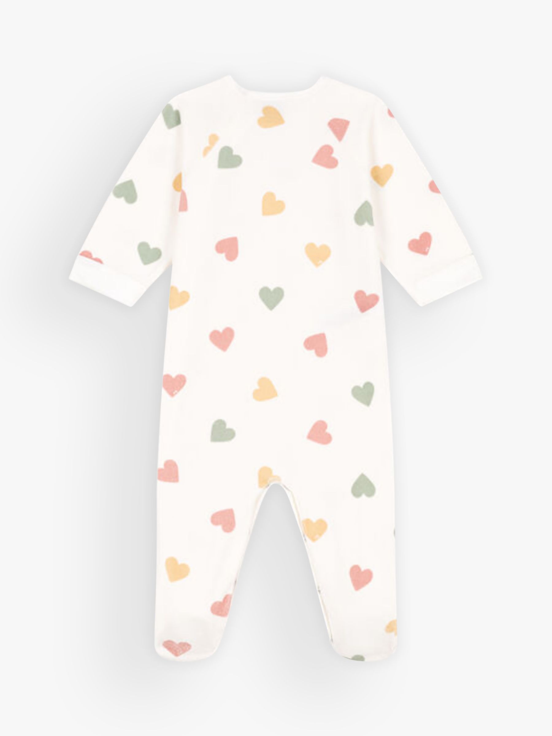 Buy Petit Bateau Baby Heart Velour Sleepsuit, Marshmallow/Multi Online at johnlewis.com