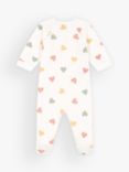 Petit Bateau Baby Heart Velour Sleepsuit, Marshmallow/Multi