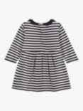 Petit Bateau Baby Stripe Knit Dress, Smoking/Avalanche, Smoking/Avalanche