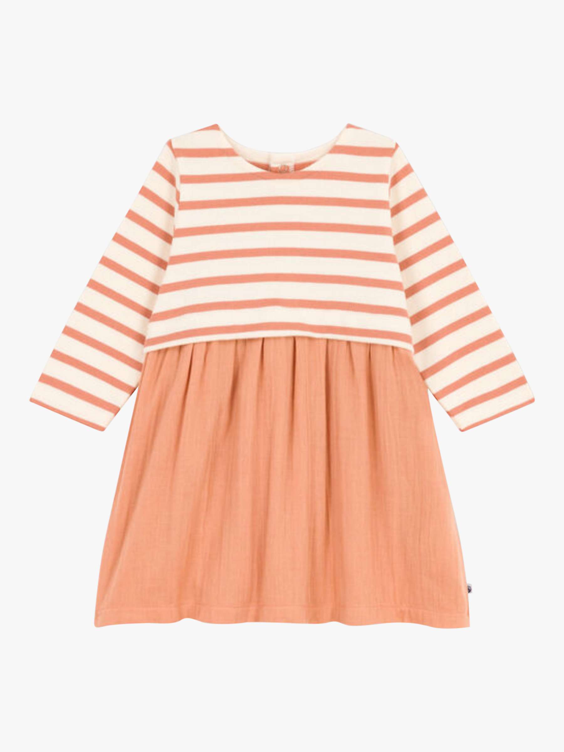 Buy Petit Bateau Baby Dual Long Sleeve Dress, Sienna/Avalanche Online at johnlewis.com