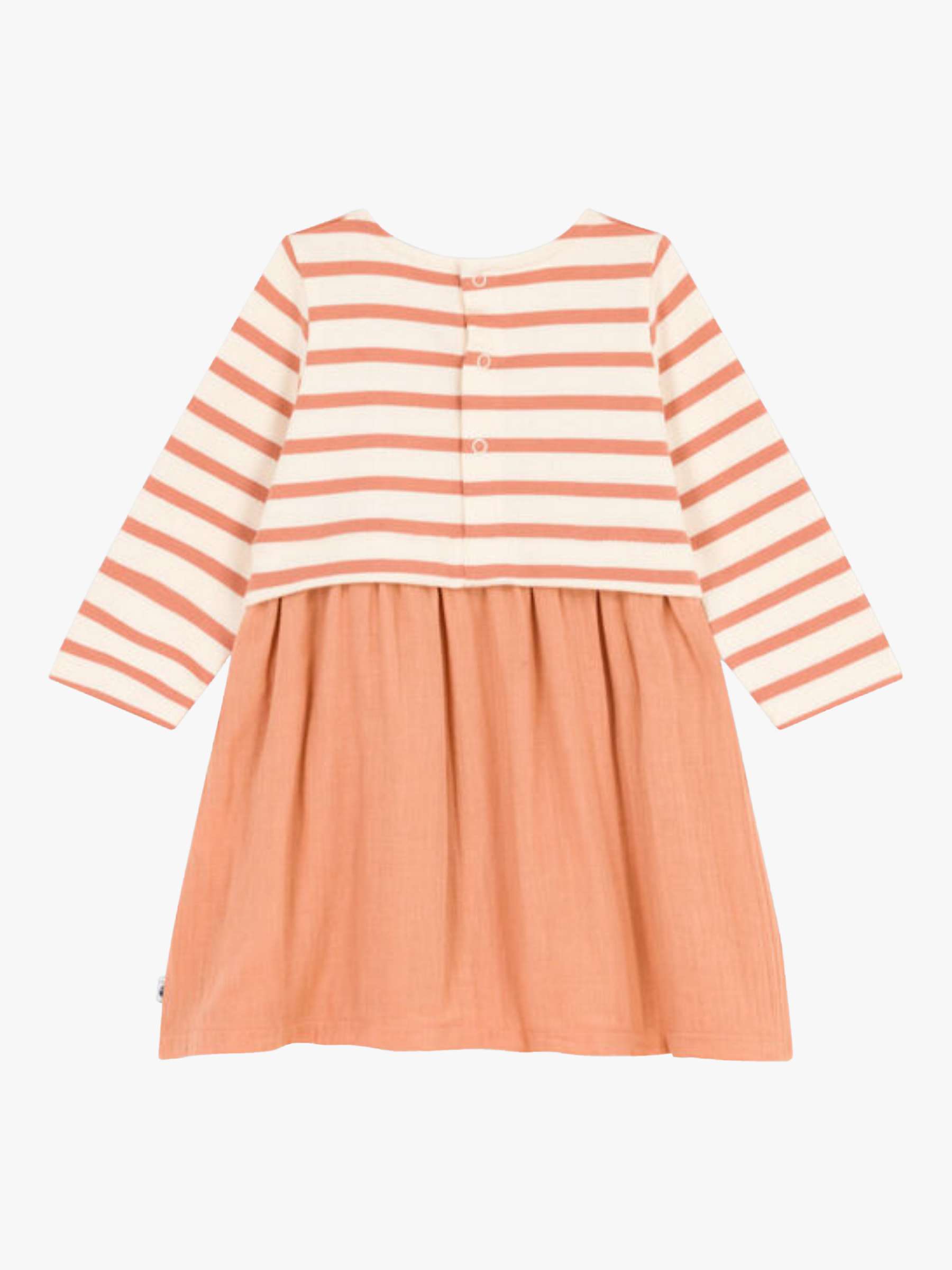 Buy Petit Bateau Baby Dual Long Sleeve Dress, Sienna/Avalanche Online at johnlewis.com