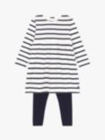 Petit Bateau Baby Breton Dress And Leggings Set, Multi