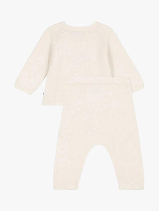 Petit Bateau Baby Wool Blend Heart Print Top & Leggings Set, Marshmallow/Corrida