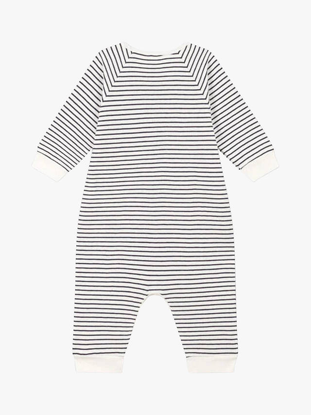 Petit Bateau Baby Stripy Tube Knit Bodysuit, Marshmallow/Smoke