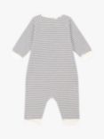 Petit Bateau Baby Stripy Tube Knit Bodysuit, Marshmallow/Smoke