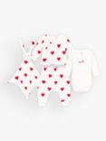 Petit Bateau Baby Heart 3 Piece & Comforter Gift Set, White/Red