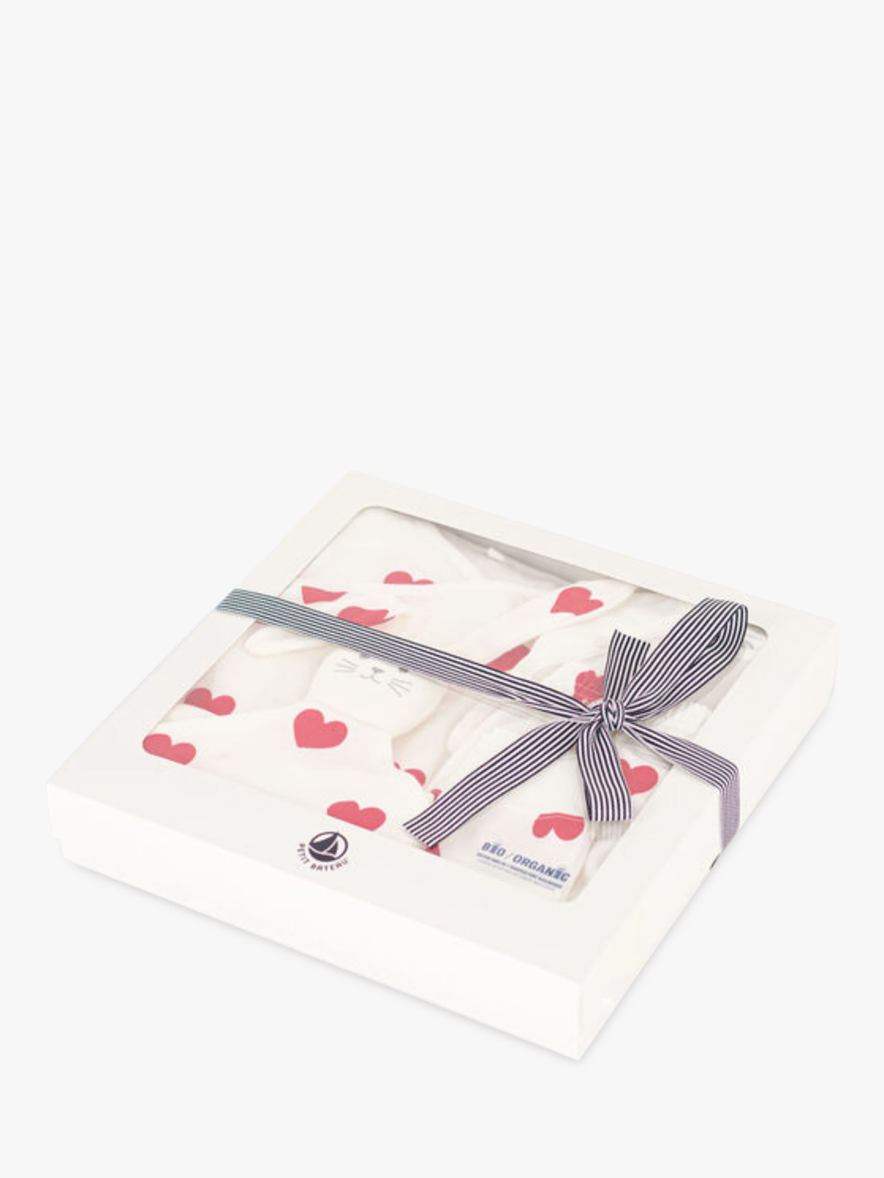 Petit Bateau Baby Heart 3 Piece & Comforter Gift Set, White/Red, 12 months