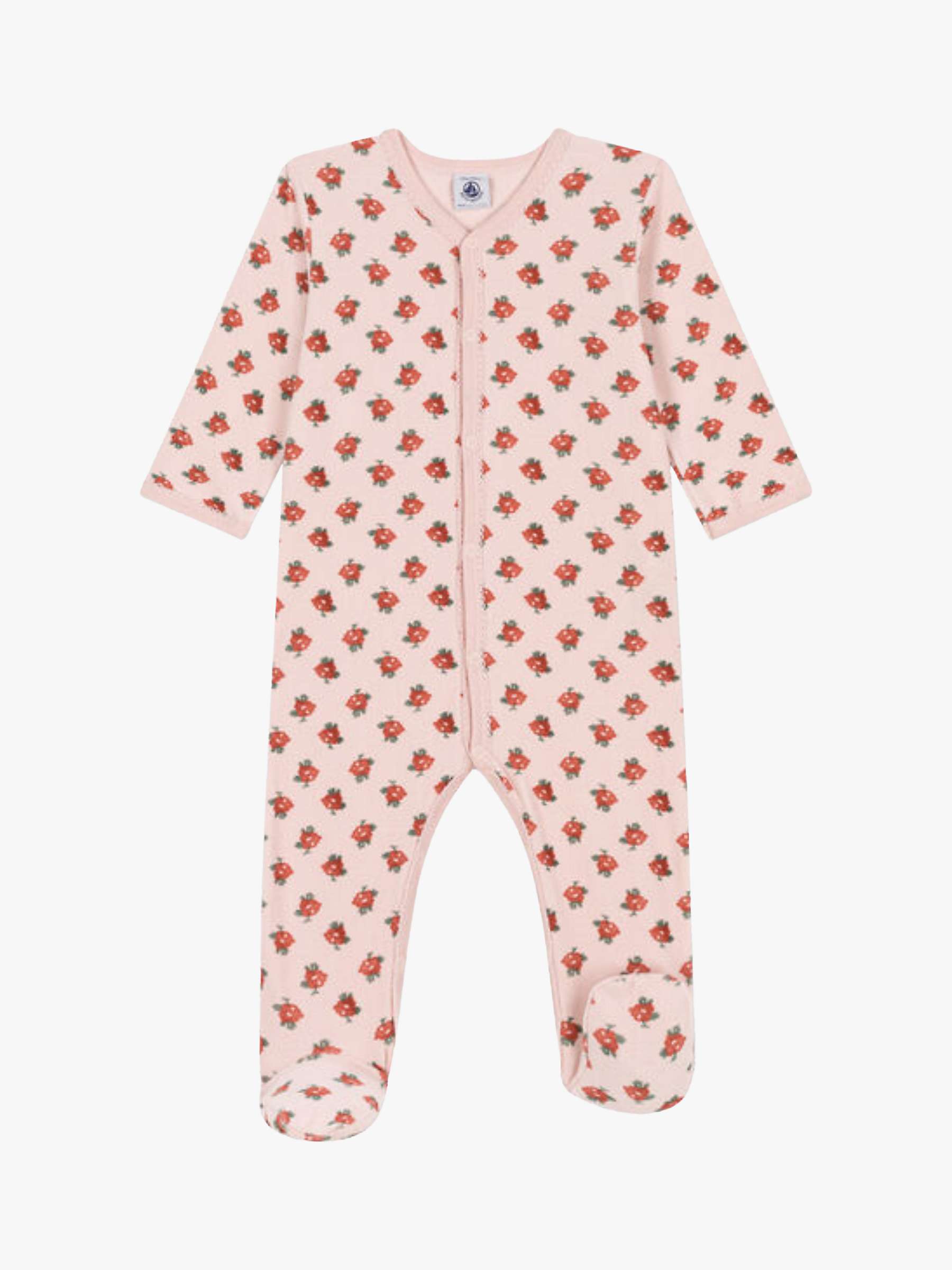 Buy Petit Bateau Baby Floral Velour Sleepsuit, Pink/Multi Online at johnlewis.com