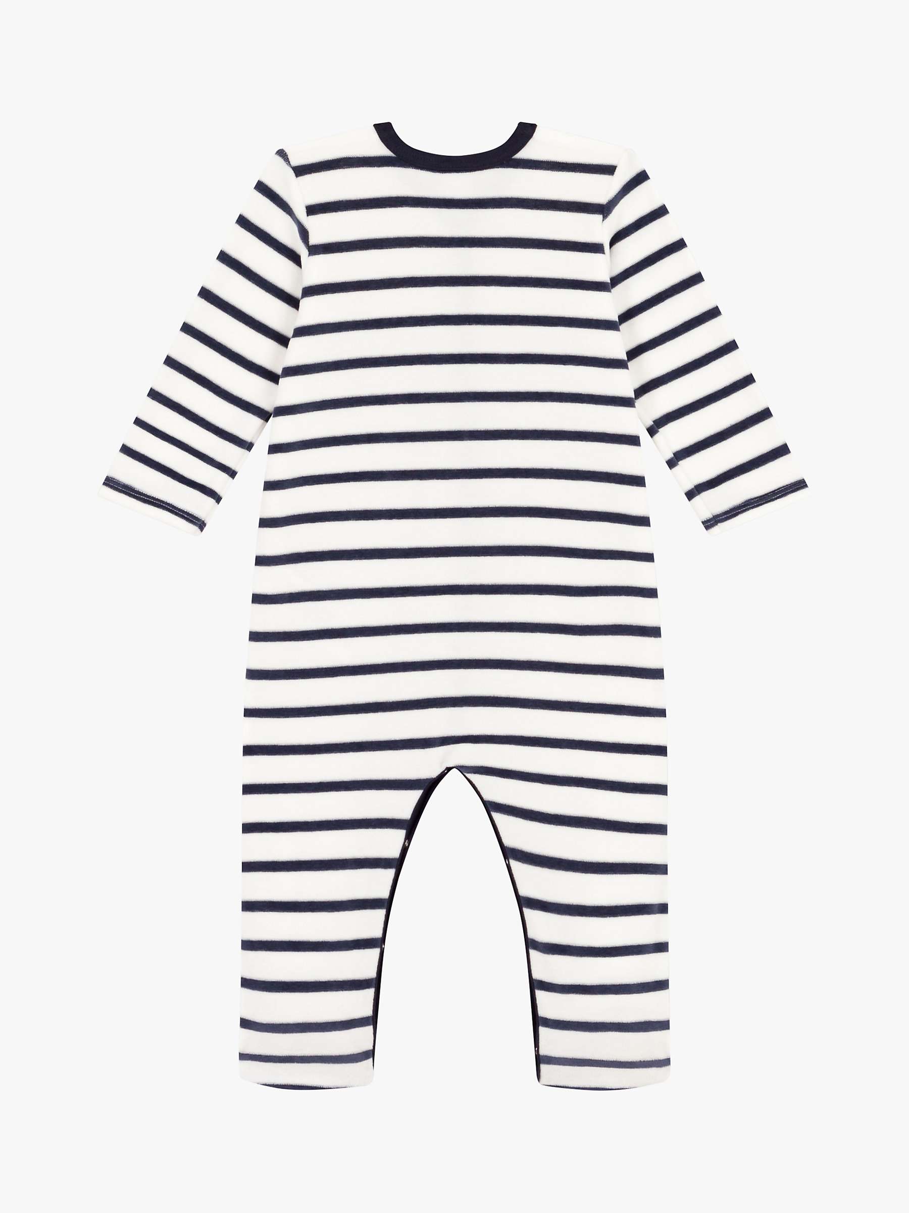 Buy Petit Bateau Baby Stripe Velour Sleepsuit, Marshmallow/Smoke Online at johnlewis.com