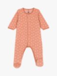 Petit Bateau Baby Patterned Velour Pyjamas, Orange/White