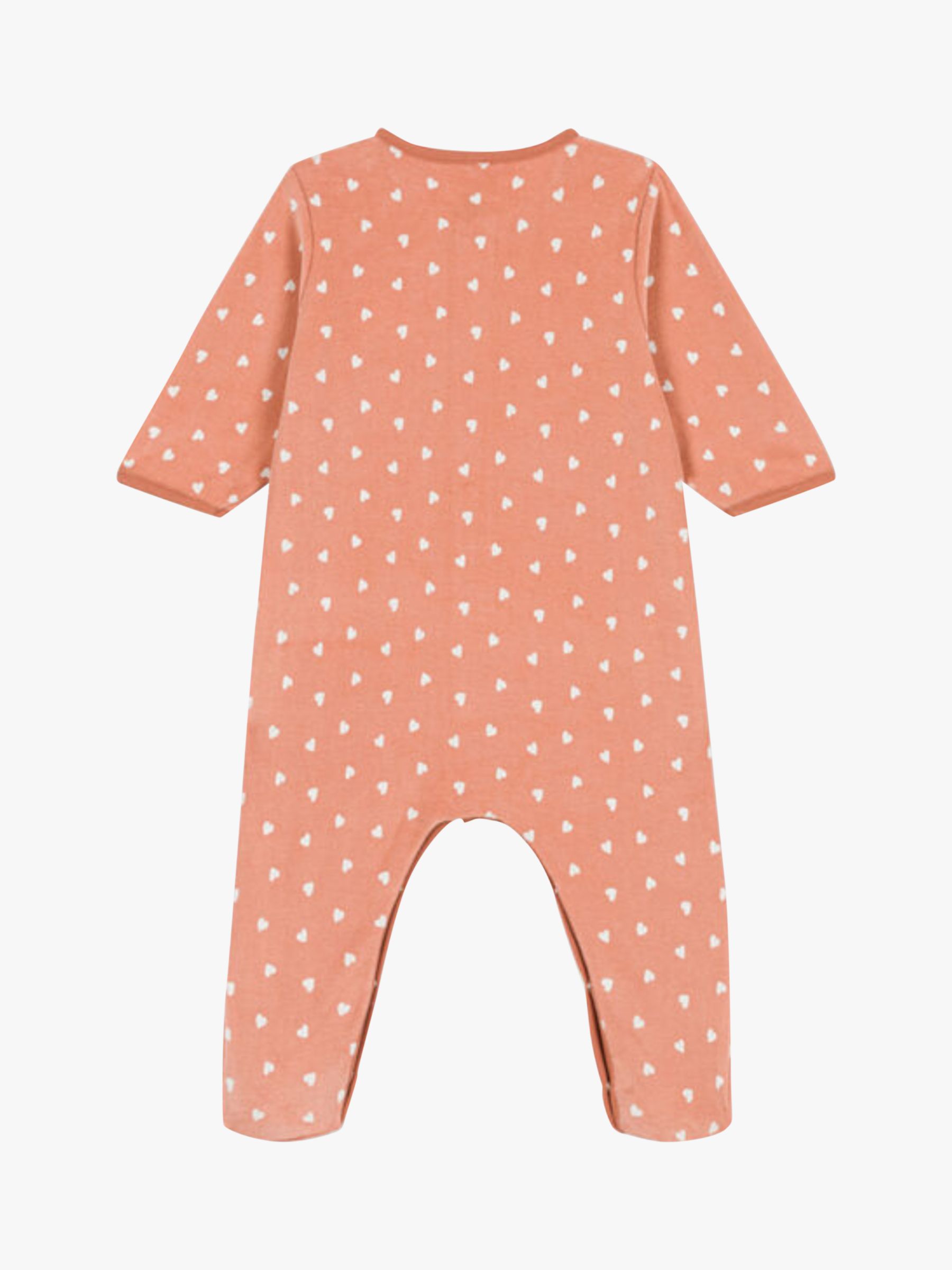 Petit Bateau Baby Patterned Velour Pyjamas, Orange/White, 12 months