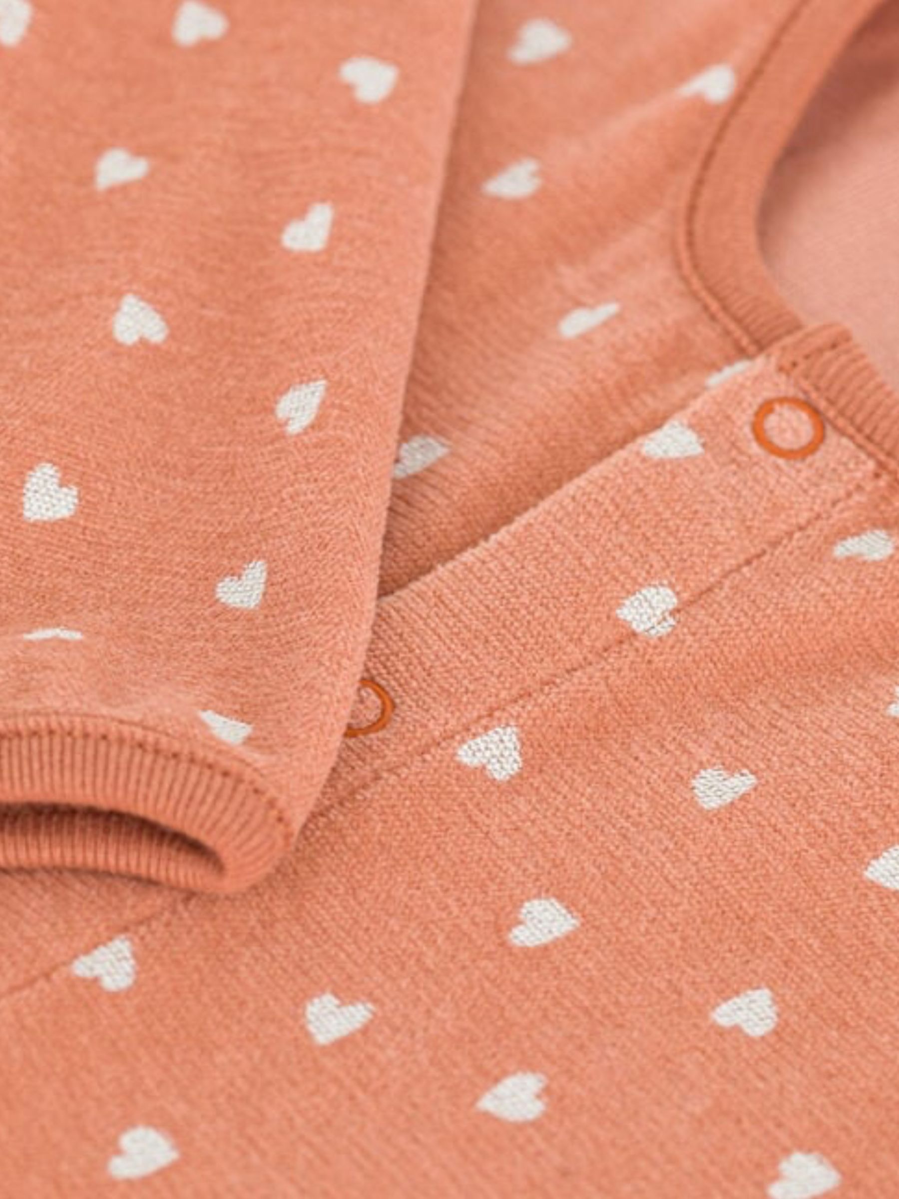 Buy Petit Bateau Baby Patterned Velour Pyjamas, Orange/White Online at johnlewis.com