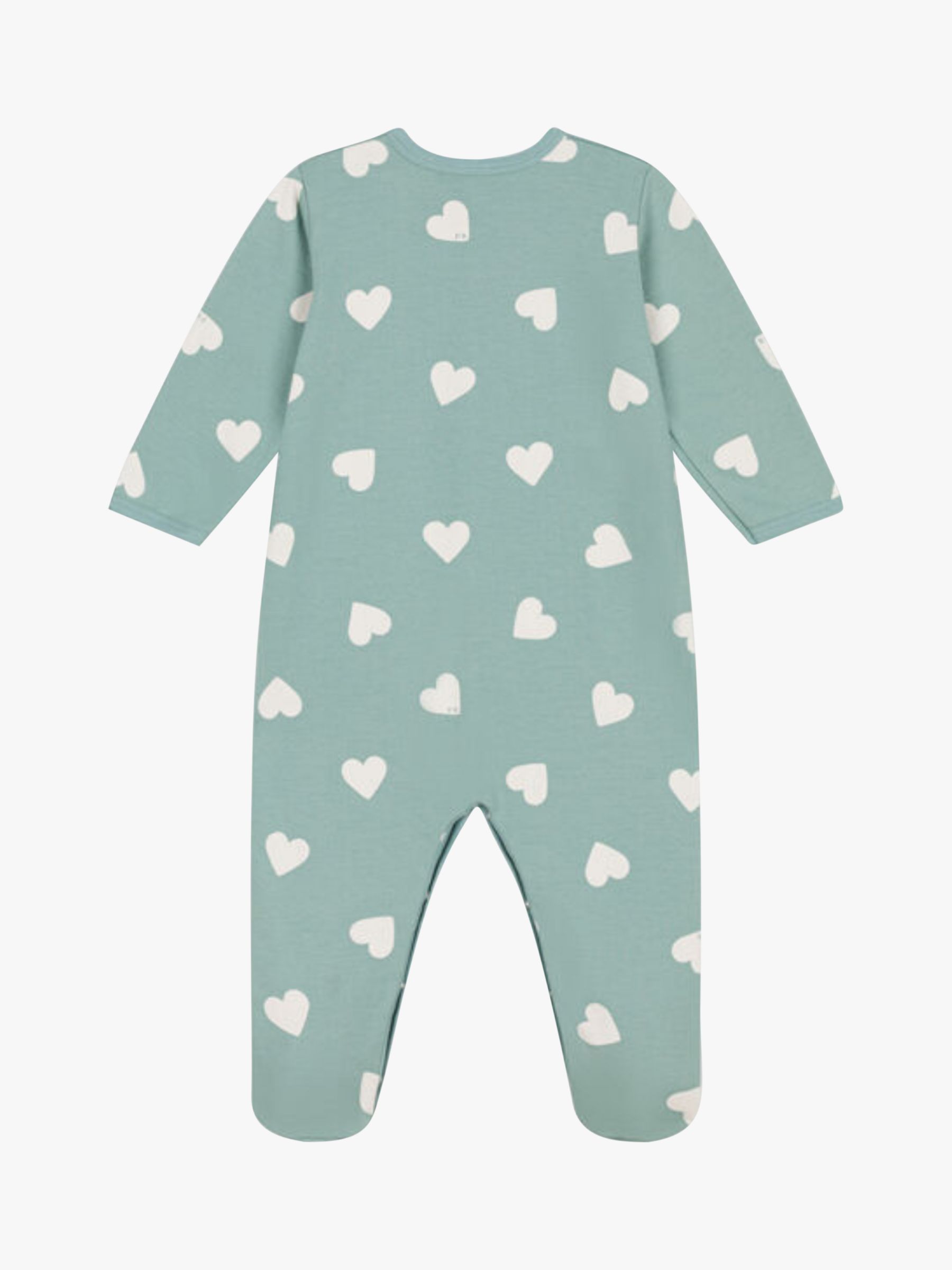 Petit Bateau Baby Heart Print Sleepsuit, Paul/Avalanche, 12 months