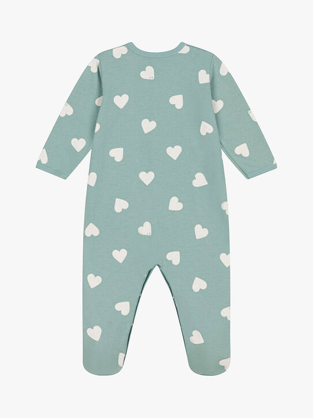 Petit Bateau Baby Heart Print Sleepsuit, Paul/Avalanche