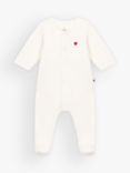 Petit Bateau Baby Cotton Velour Heart Motif Sleepsuit, Marshmallow