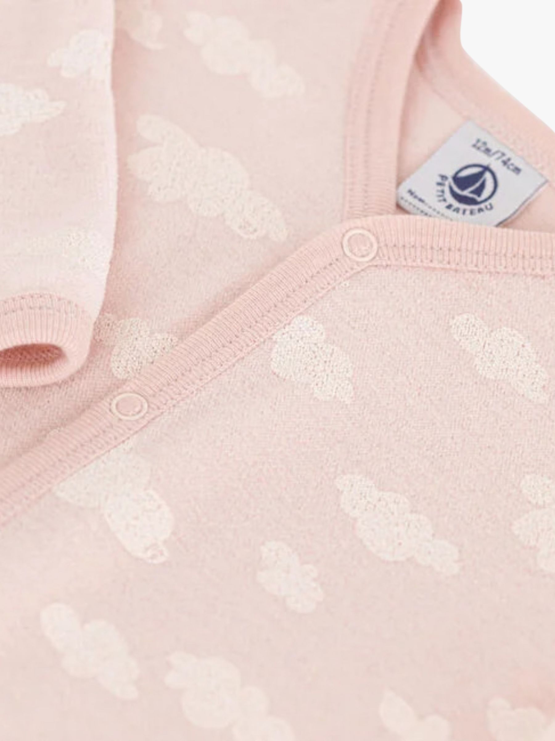 Buy Petit Bateau Baby Cloud Velour Sleepsuit, Saline/Marshmallow Online at johnlewis.com