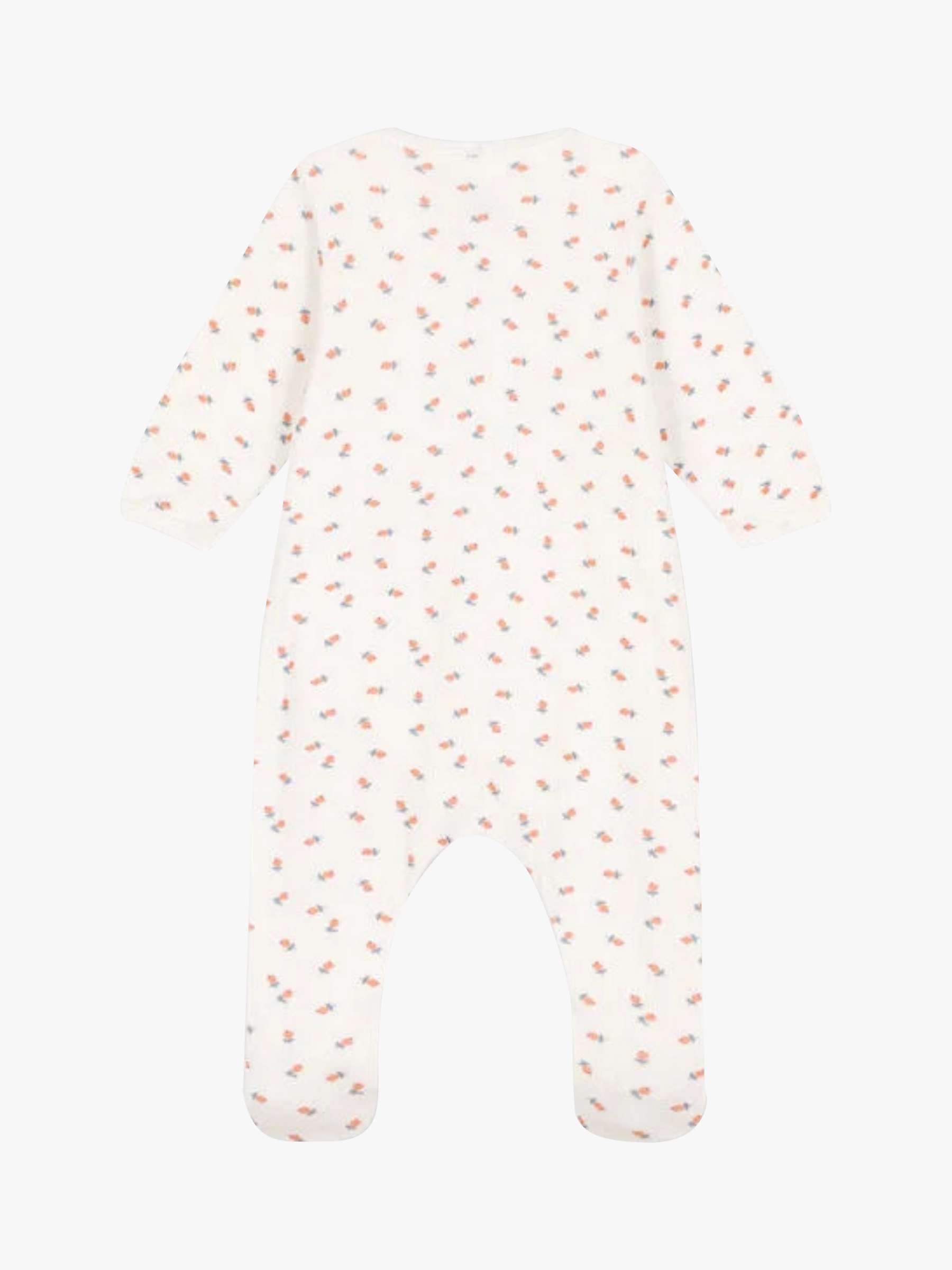 Buy Petit Bateau Baby Floral Print Tube Knit Sleepsuit, Marshmallow/Multi Online at johnlewis.com