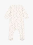 Petit Bateau Baby Floral Print Tube Knit Sleepsuit, Marshmallow/Multi
