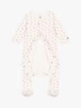 Petit Bateau Baby Floral Print Tube Knit Sleepsuit, Marshmallow/Multi, Marshmallow/Multi