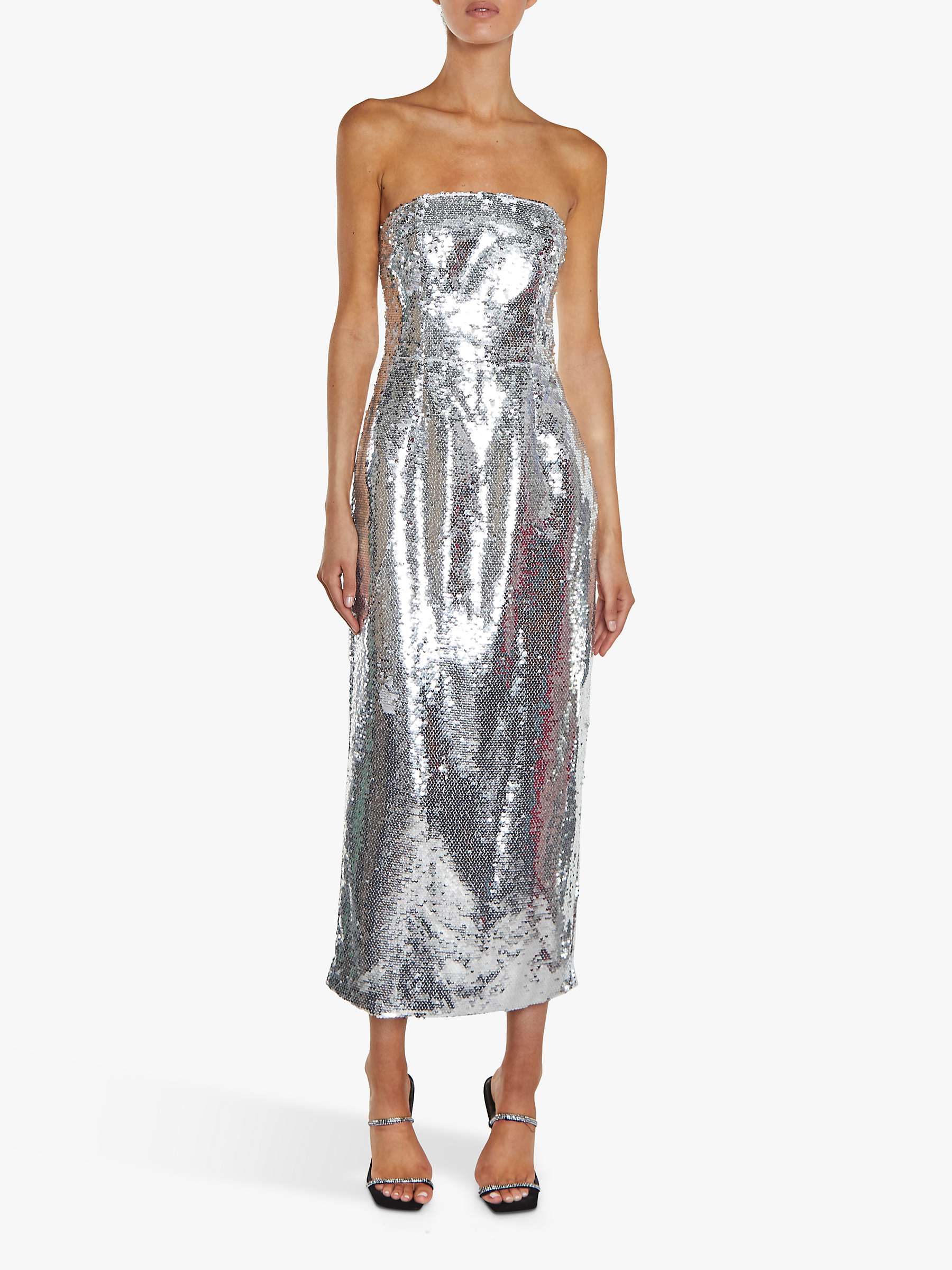 Buy True Decadence Sequin Bandeau Midi Dress, Silver Online at johnlewis.com