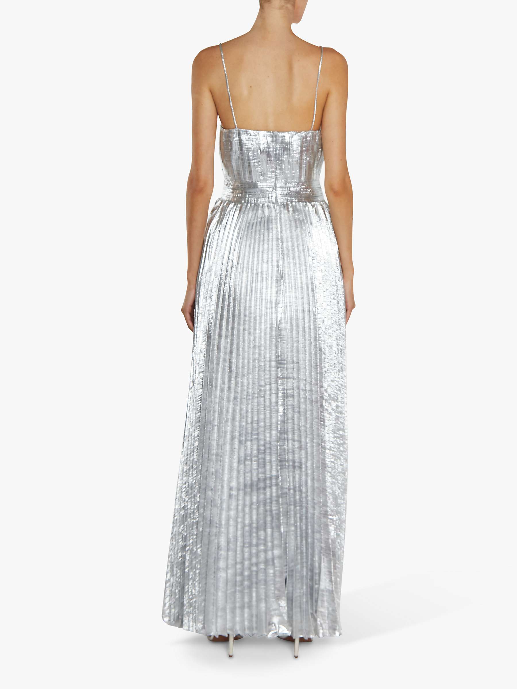 True Decadence Crinkle Pleated Strappy Maxi Dress, Silver at John Lewis ...