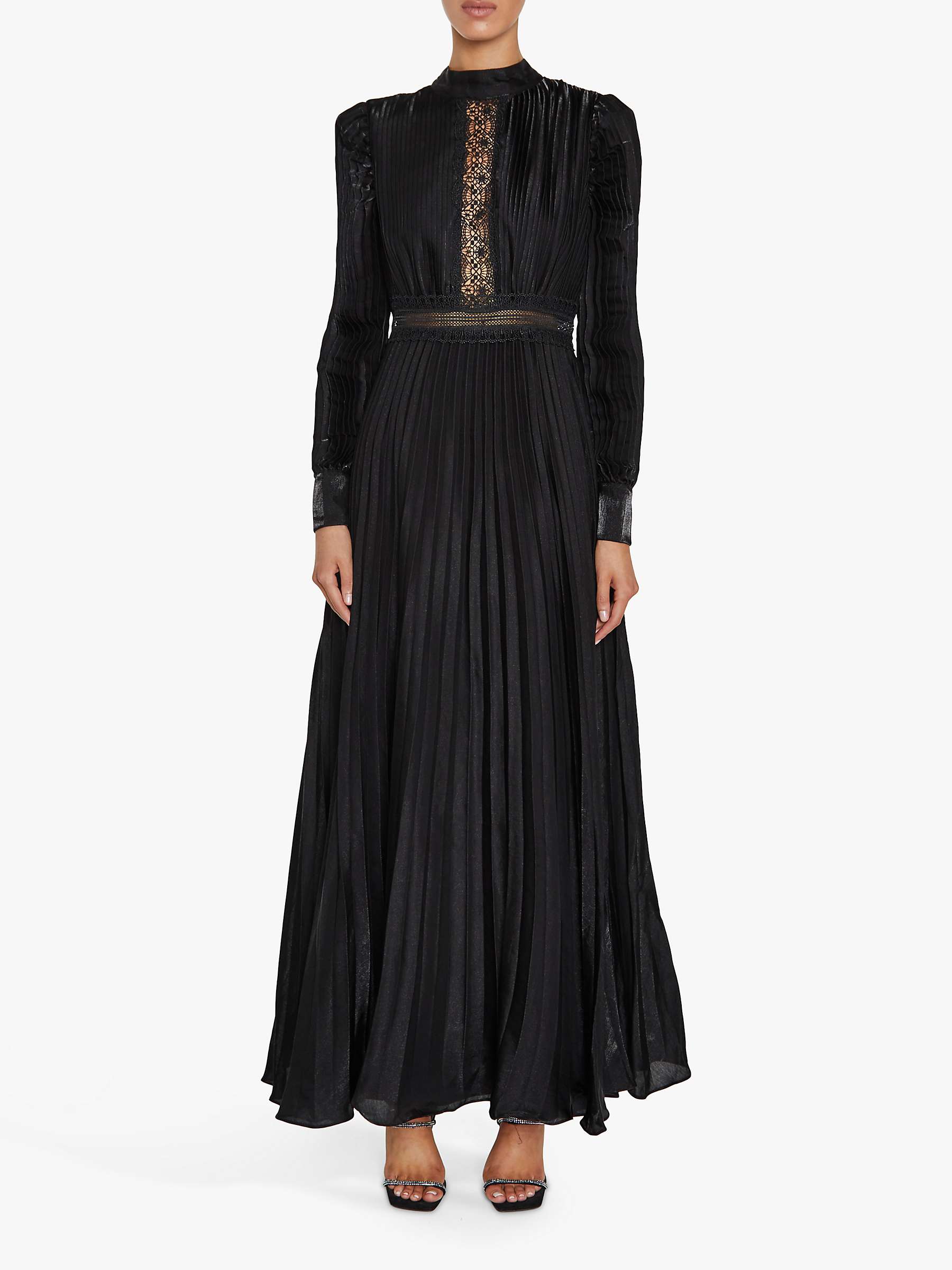 Buy True Decadence Athena Pleated Long Sleeve Maxi Dress, Black Online at johnlewis.com