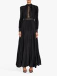 True Decadence Athena Pleated Long Sleeve Maxi Dress, Black