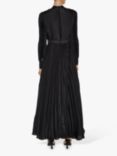 True Decadence Athena Pleated Long Sleeve Maxi Dress, Black