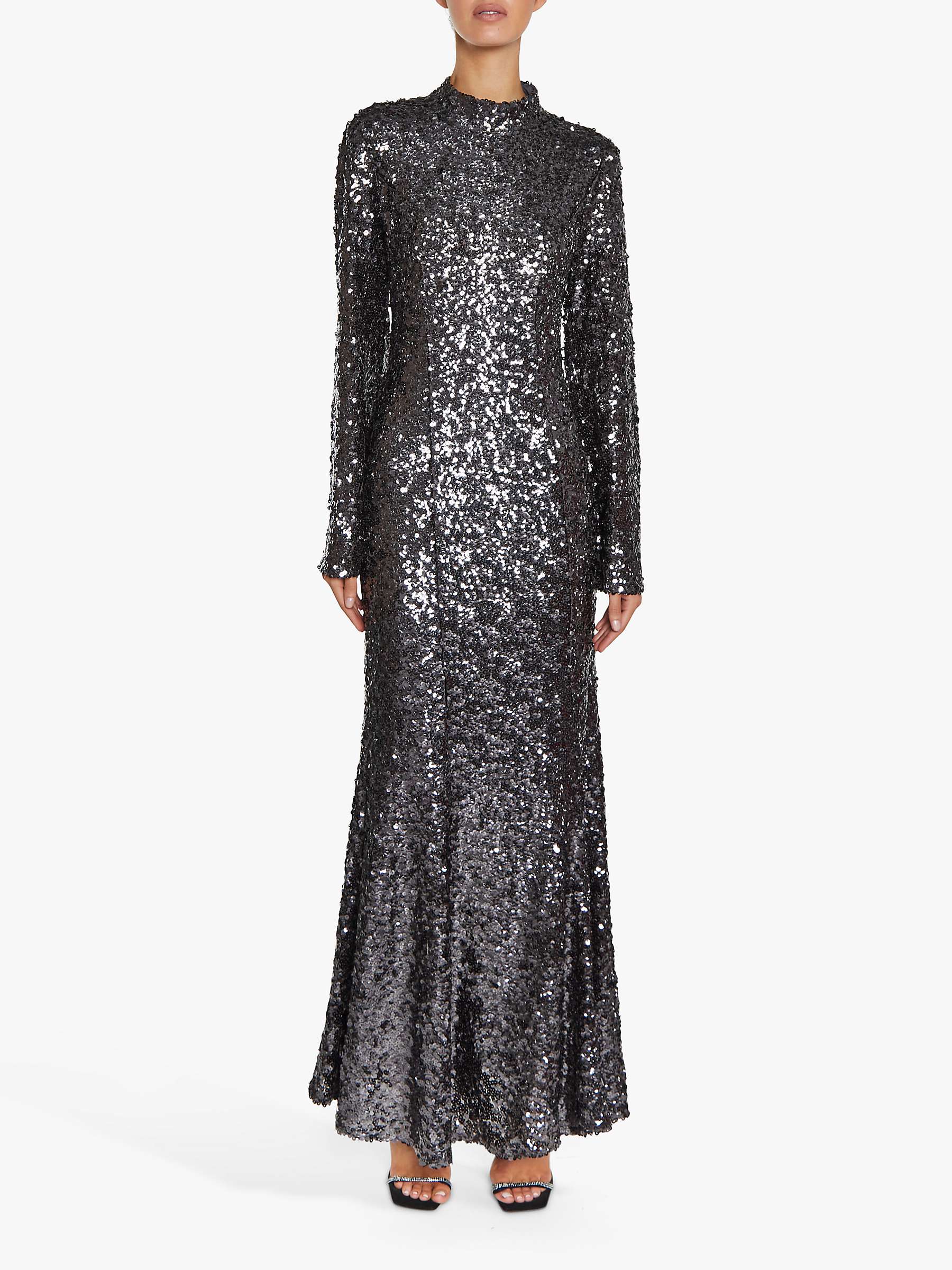 Buy True Decadence Vanessa Sequin Open Back Maxi Dress, Dark Pewter Online at johnlewis.com