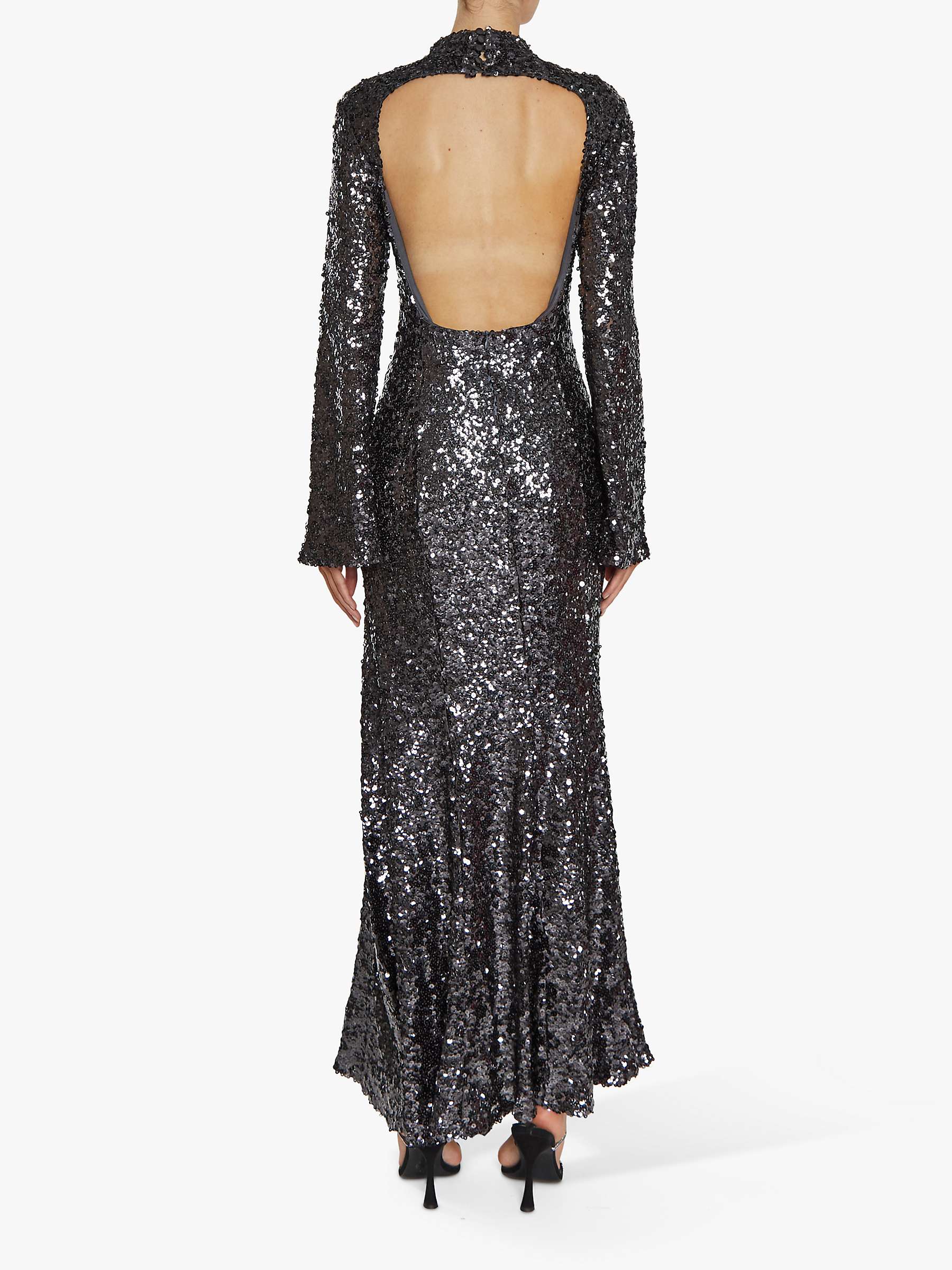 Buy True Decadence Vanessa Sequin Open Back Maxi Dress, Dark Pewter Online at johnlewis.com