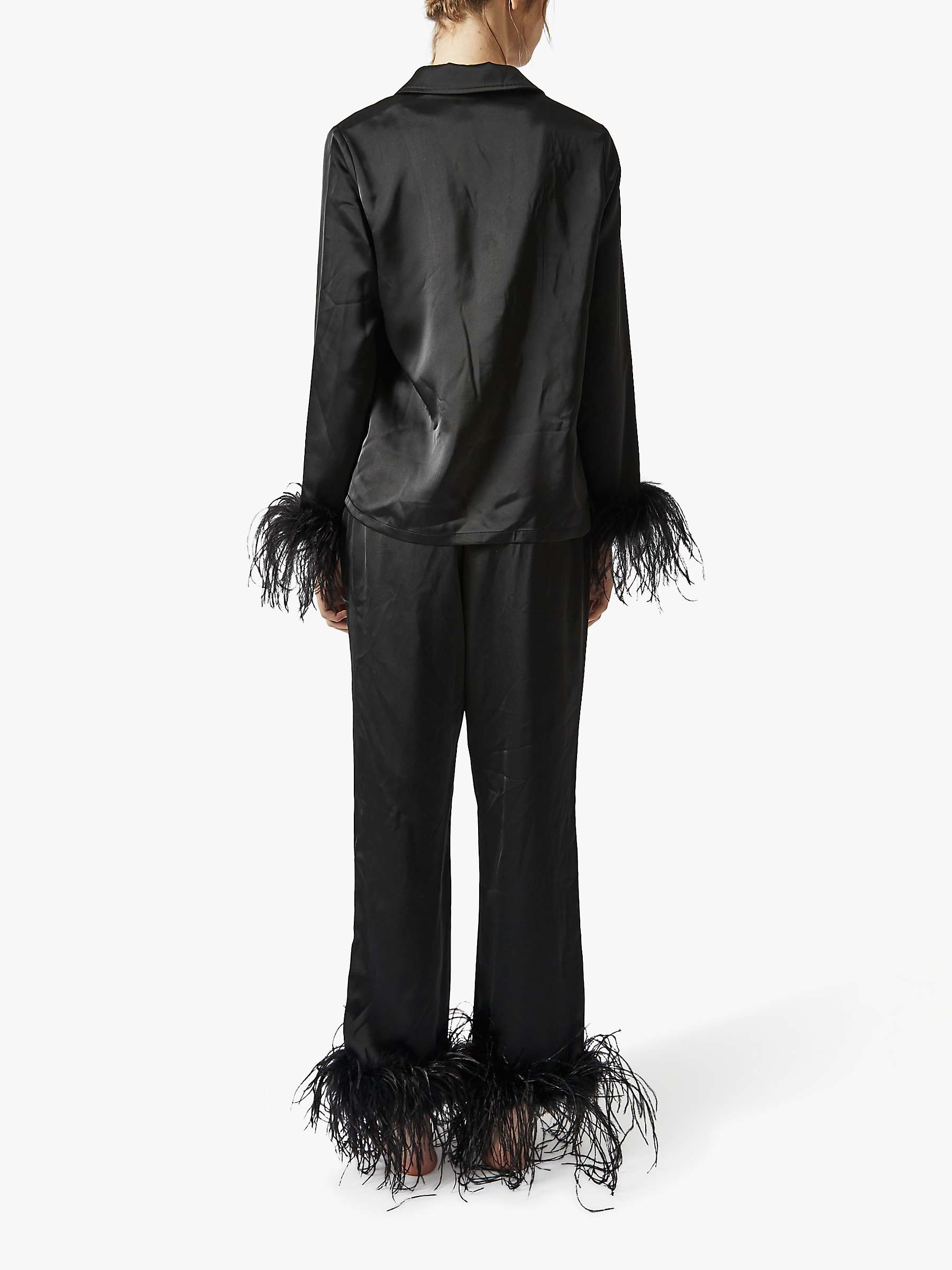 Buy True Decadence Satin Feather Pyjamas, Black Online at johnlewis.com