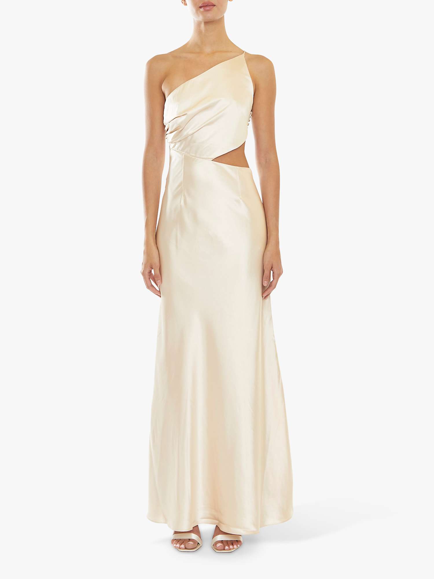 Buy True Decadence Elena Asymmetric Satin Maxi Dress, Pale Stone Online at johnlewis.com