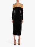 True Decadence Bardot Fitted Midi Dress, Black