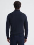 Reiss Tempo Wool Blend Long Sleeve Half Zip Jumper, Navy