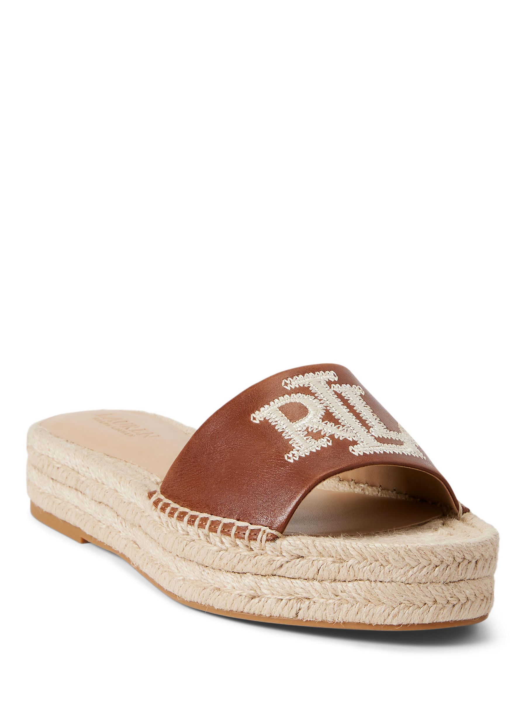 Lauren Ralph Lauren Polly Leather Espadrille Sandals, Tan