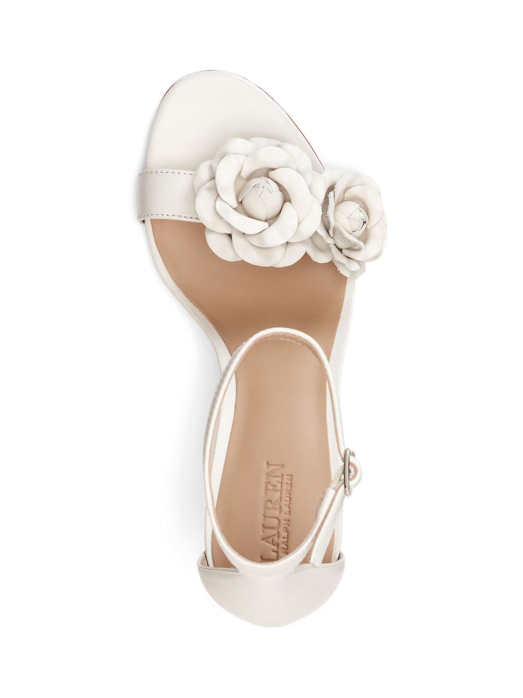 Buy Lauren Ralph Lauren Allie Leather Flower Stiletto Heeled Sandals, White Online at johnlewis.com