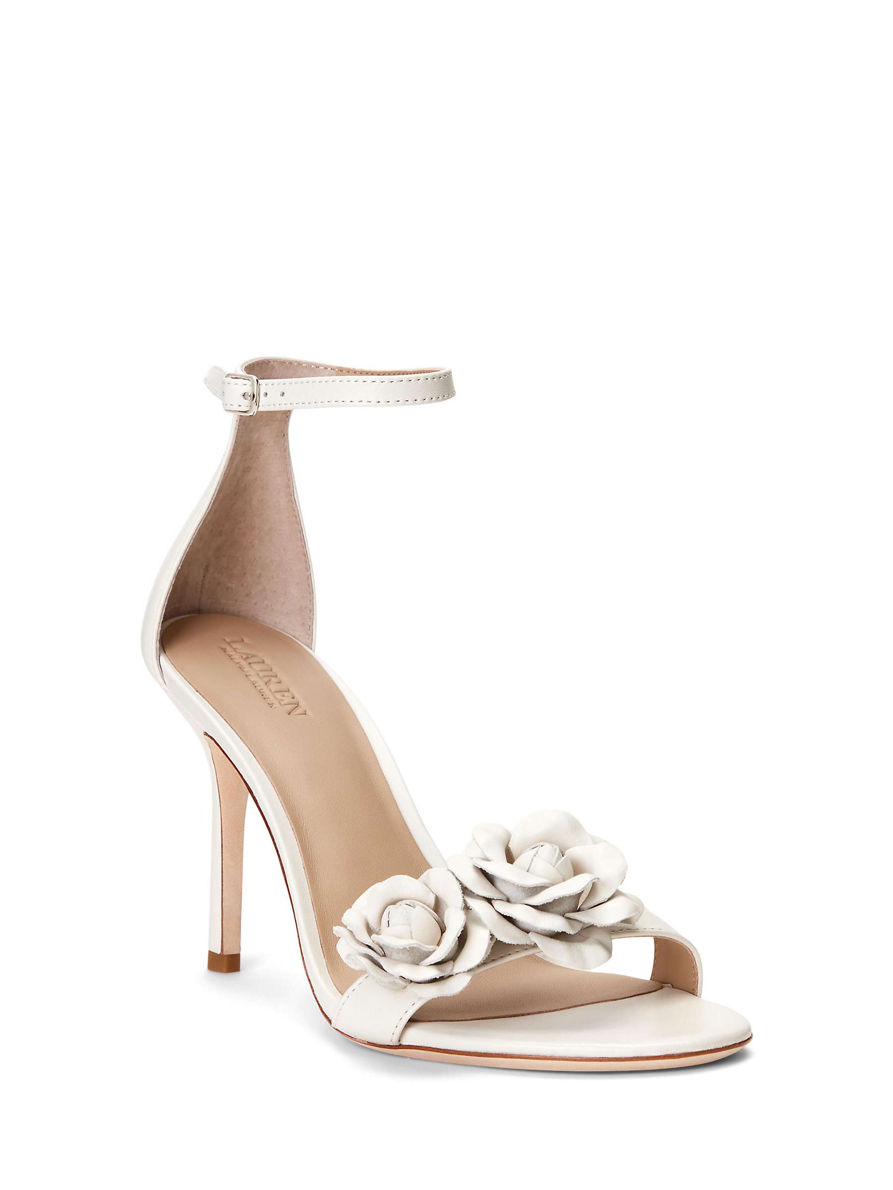 Buy Lauren Ralph Lauren Allie Leather Flower Stiletto Heeled Sandals, White Online at johnlewis.com