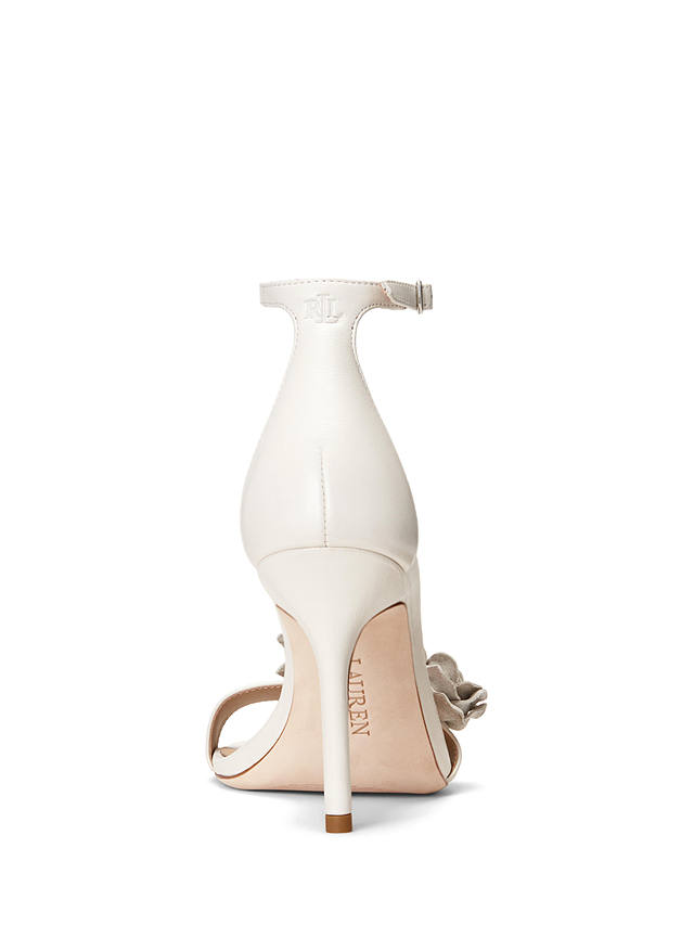 Lauren Ralph Lauren Allie Leather Flower Stiletto Heeled Sandals, White