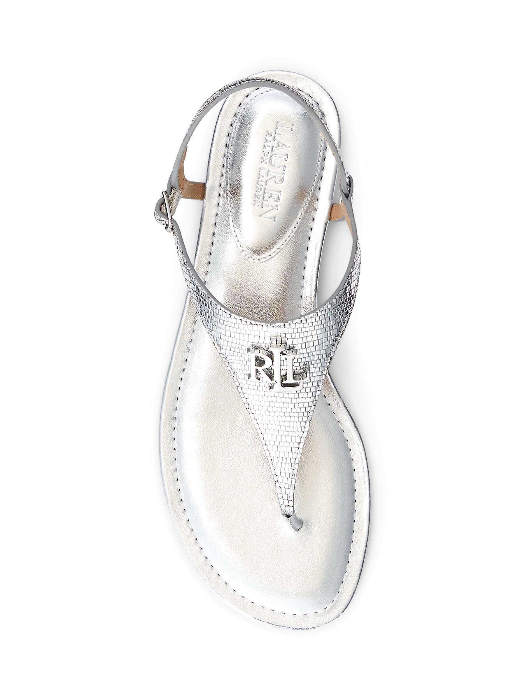 Buy Lauren Ralph Lauren Ellington Textured Leather Sandals, Silver Online at johnlewis.com