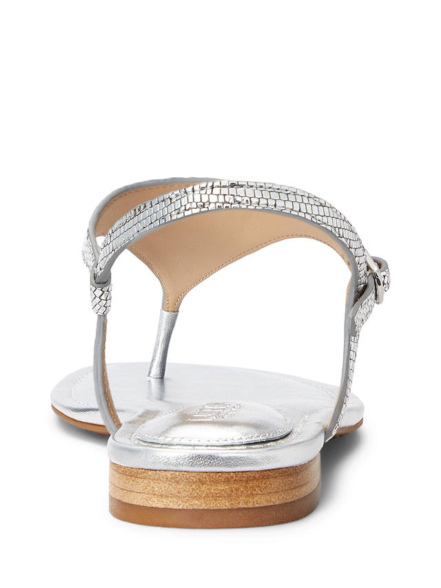 Lauren Ralph Lauren Ellington Textured Leather Sandals, Silver