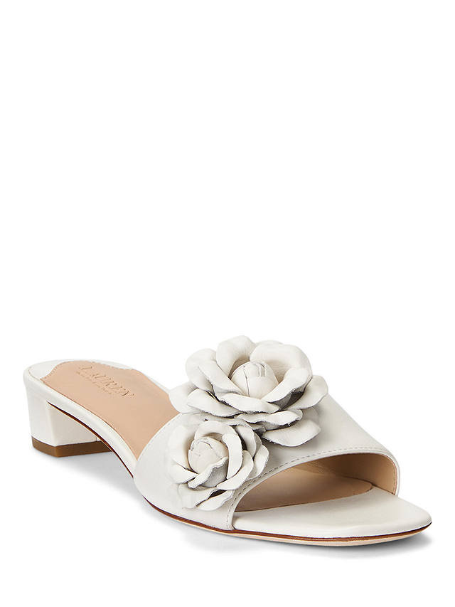 Lauren Ralph Lauren Fay Flower Leather Sandals, White