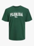 Jack Jones Kids' Cory Florida Cotton T-Shirt, Dark Green