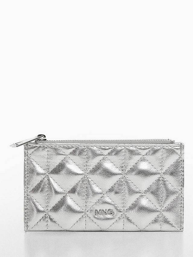 Mango Quark Quilted Dual Compartment Purse, Silver