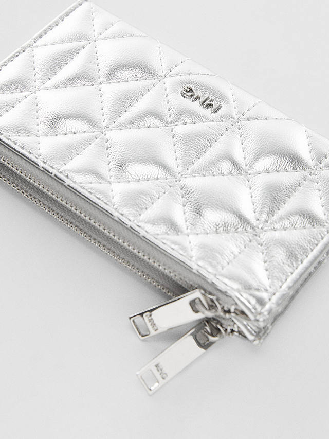 Mango Quark Quilted Dual Compartment Purse, Silver