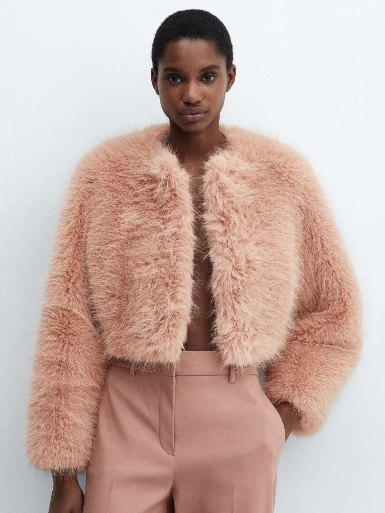 Pale pink fur on sale shrug