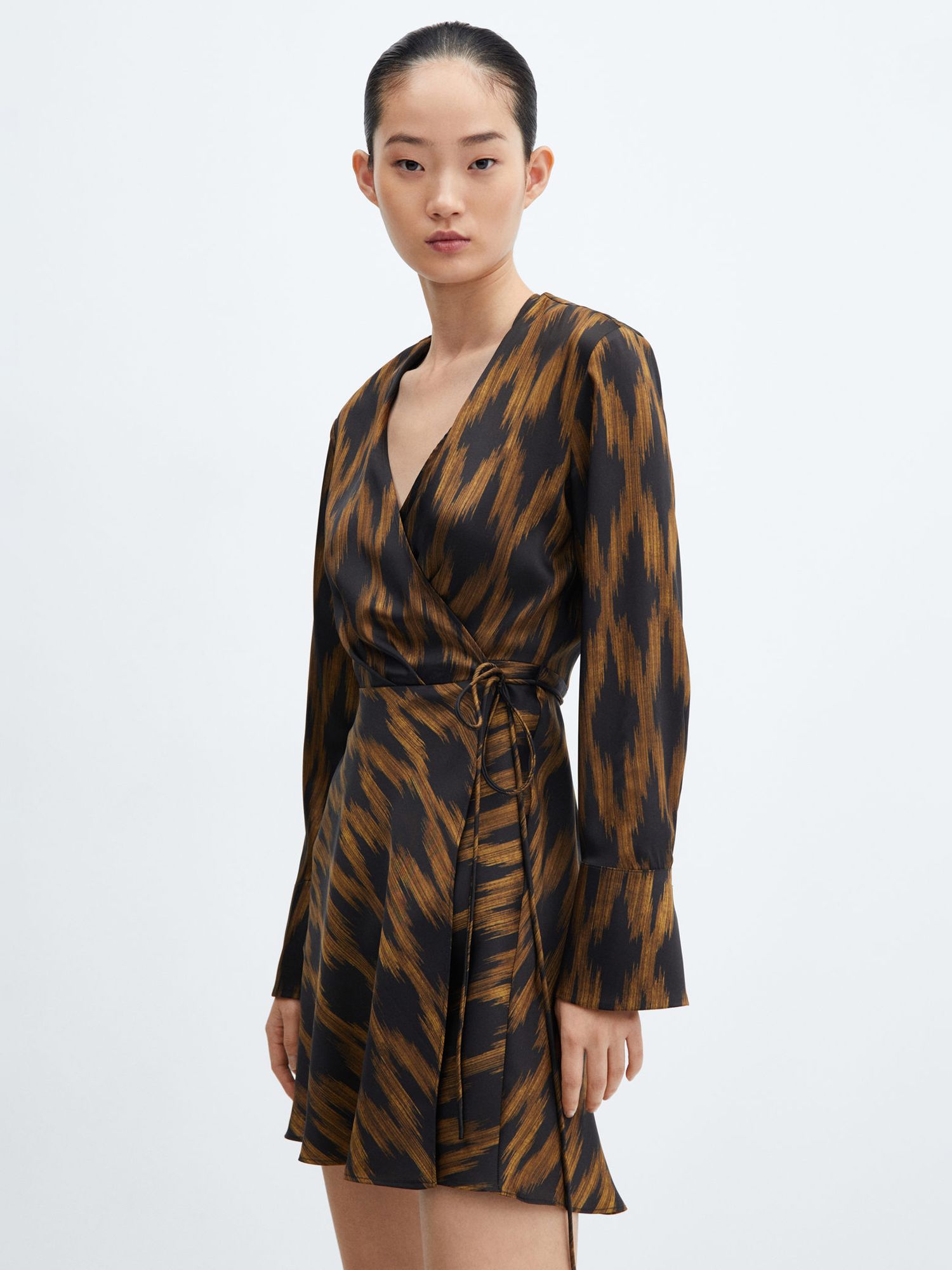 Buy Mango Rombi Print Wrap Dress, Black/Multi Online at johnlewis.com