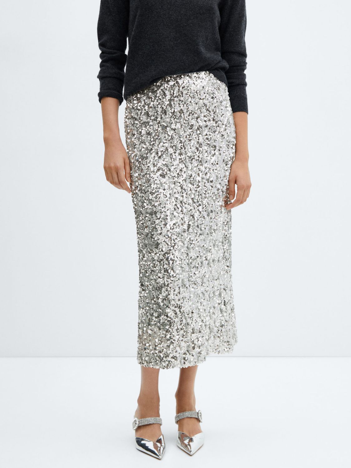 Shining Star Silver 5 Pocket Midi Skirt