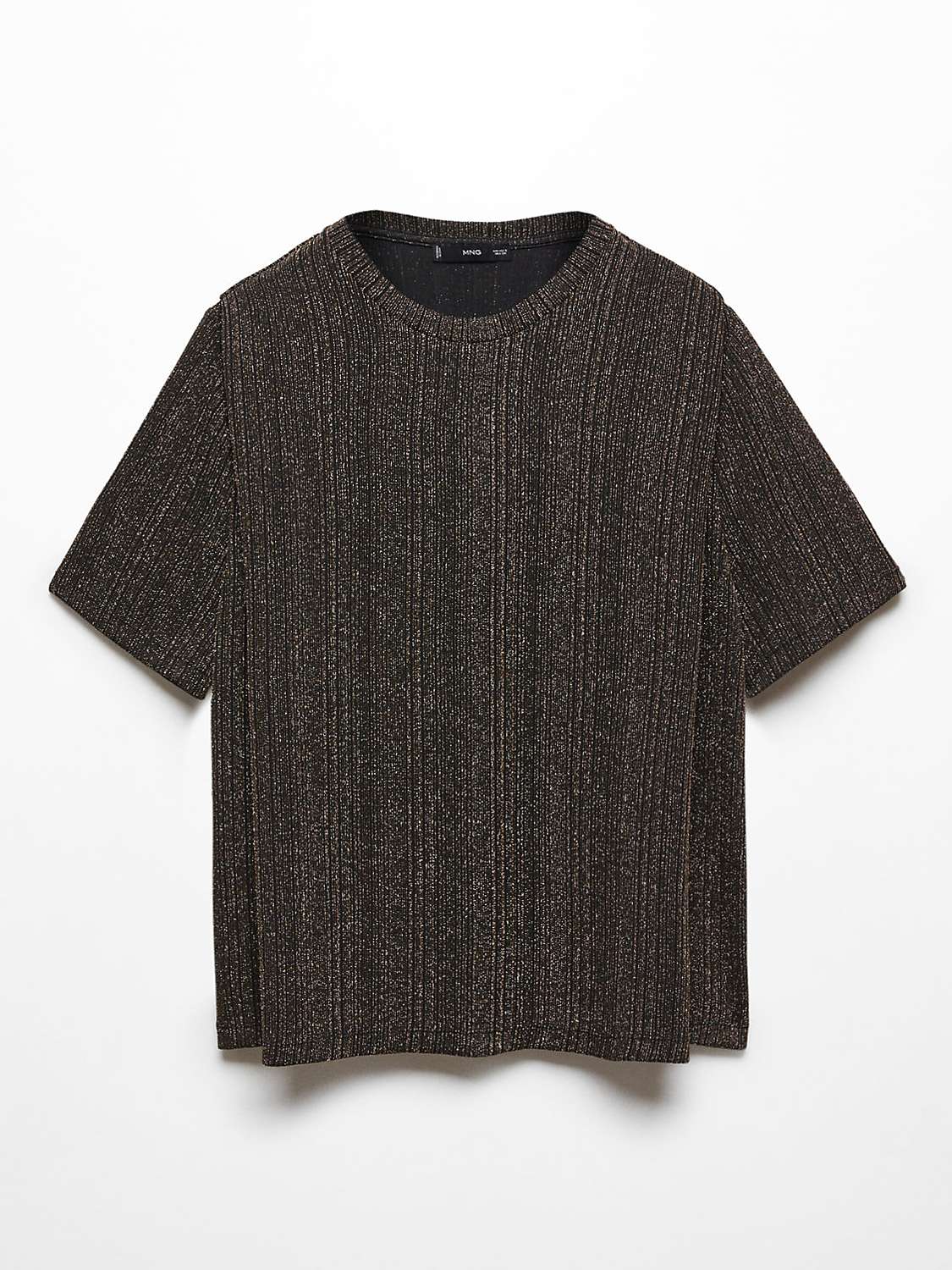 Buy Mango Xluri Metallic Stripe T-Shirt, Black/Gold Online at johnlewis.com